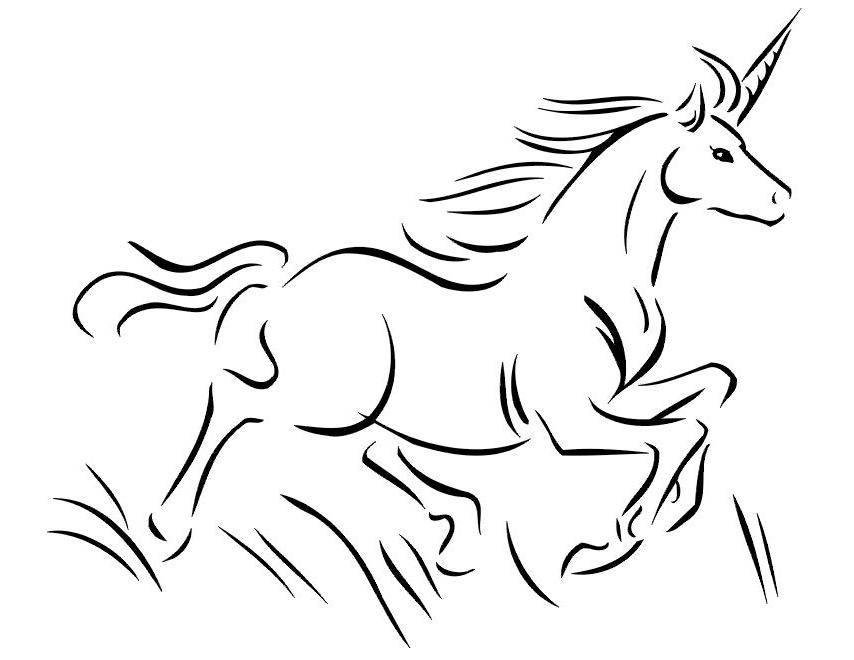 coloriage licorne en train de courir